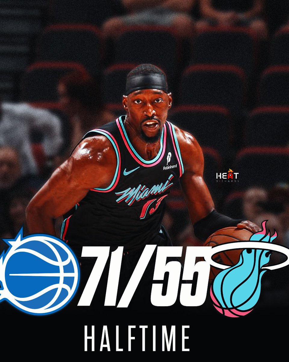 HALFTIME: HEAT trail Magic 71-55.

Bam Adebayo: 13pts 5rebs
Jaime Jaquez Jr: 11pts