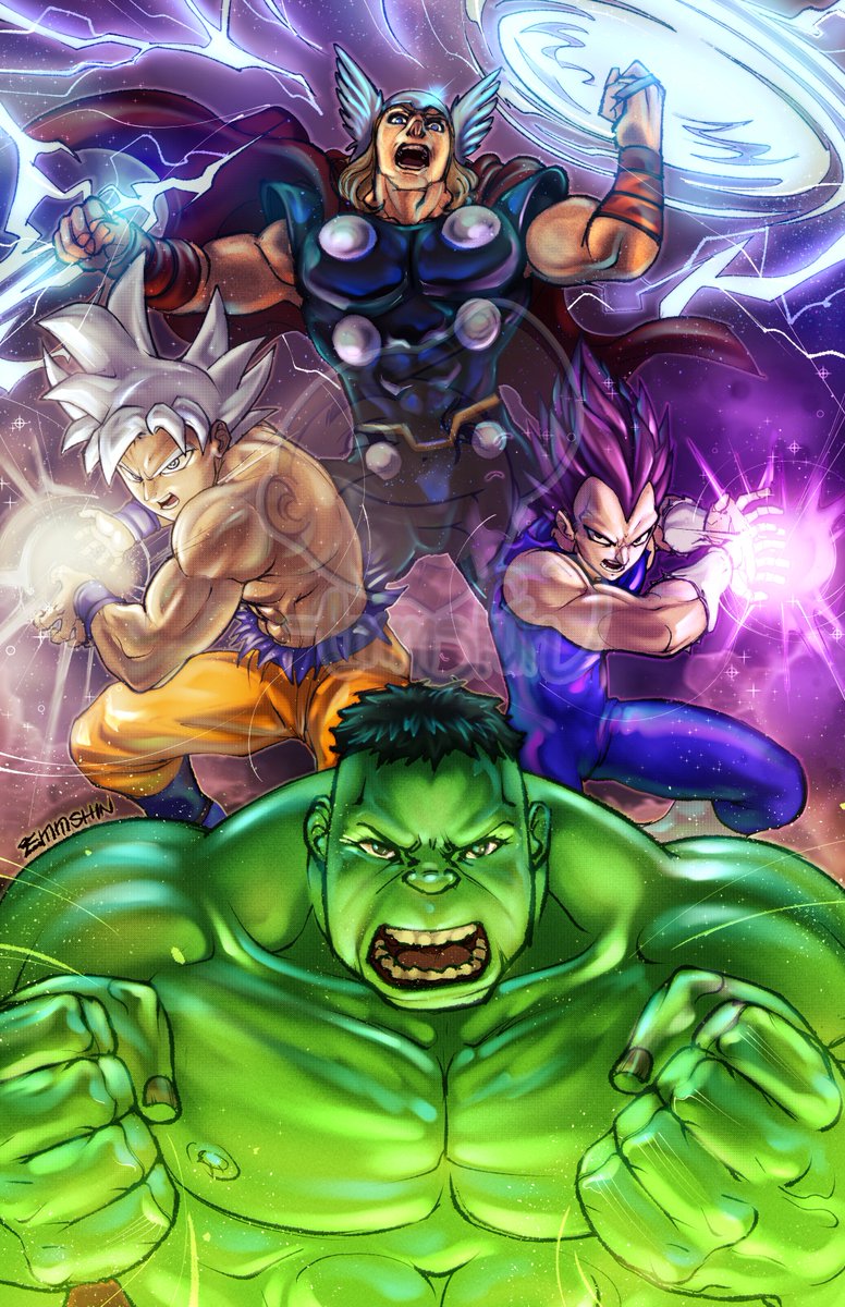 The Incredible Hulk, Thor God of Thunder, Ultra Ego Vegeta and Ultra Instinct Goku!

CHARGING STARS!

* * *OPEN for COMMISSION!* * *

#emmshin #SketchEmAll #Marvel #DragonBallZ