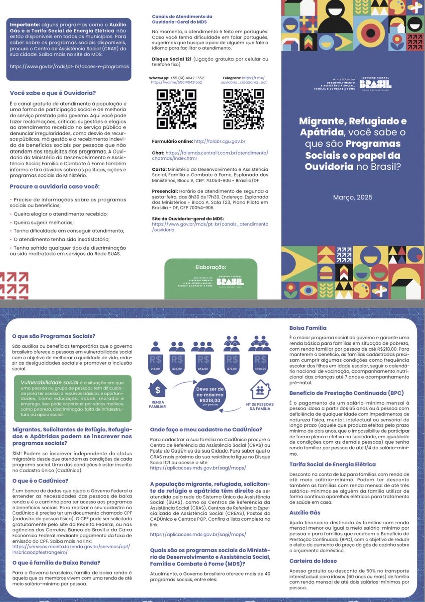 Vejam só que legal pessoal.
Tudo bem explicadinho, pra não deixar os refugiados Haitianos desassistidos.
Ao chegar ao Brasil  , ficam sabendo o que podem pedir e o passo a passo, através do link da pág. da ACNUR, que leva direto a pág. do Gov.br 
Curral eleitoral