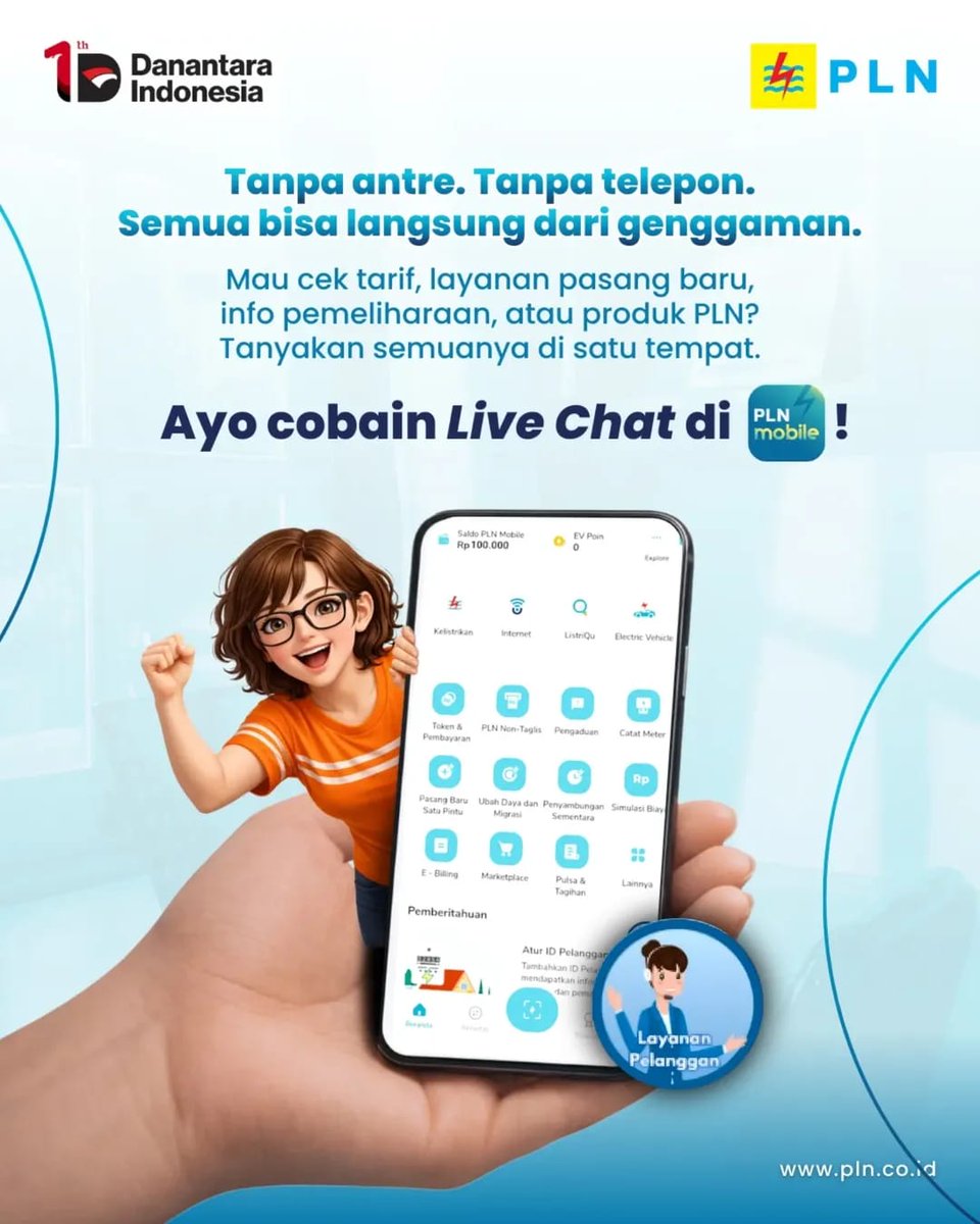 arunadeepaf's tweet photo. Mau tanya soal layanan, produk, atau tarif listrik? Sekarang nggak perlu antre, nggak perlu telepon.

Cukup buka PLN Mobile, klik Live Chat, dan langsung tanyakan kebutuhanmu.

Semua urusan kelistrikan? Satu aplikasi aja

#PLNMobile #LiveChatPLN #PLNUntukSemua #PLNUntukIndonesia https://t.co/xeGftPHlzw