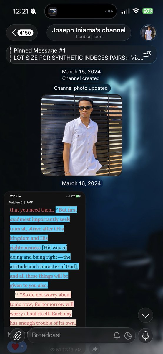 JST__101's tweet photo. Today marks 2 years since God told me to open this channel.

I remember that day clearly. I obeyed and created the JST Channel even though I was scared. I had very little knowledge at the time. I had no real results. I had not even withdrawn up to $10 from trading.

But I obeyed.

Today also marks my 7th year in this industry.

Seven years of learning. Seven years of losses, lessons, discipline and growth.

Two years ago when God told me to start this channel, I didn’t fully understand why. But I trusted Him and moved anyway.

And today, look at what God has done.

Multiple payouts. Countless testimonies. And through this channel many people have become millionaires.

This is why I always say it pays to serve God. It pays to obey God.

Sometimes obedience will not make sense. Sometimes you will feel unprepared, afraid or not good enough. But when God speaks, the wisest thing a man can do is move.

Even if you move scared.

Imagine if I allowed fear to stop me that day. Imagine if I said I was not ready. Would over 1400 of you be here today? Both believers and unbelievers learning, growing and winning together.

I’m deeply grateful to God for how far we’ve come. Many people may not fully understand this journey, but those who knew me from the beginning know the distance we’ve covered.

And this is only the beginning.

I will persevere and thrive through adversity. I will be physically harder and mentally stronger than anything or anyone that stands in front of me. And I won’t stop until I maintain the position God has placed me in.

And this new season we’ve stepped into is our harvest season.

If you’ve been here from the beginning, drop a ❤️.

Happy 2 year anniversary to us.

JST 
🦅❤️‍🔥