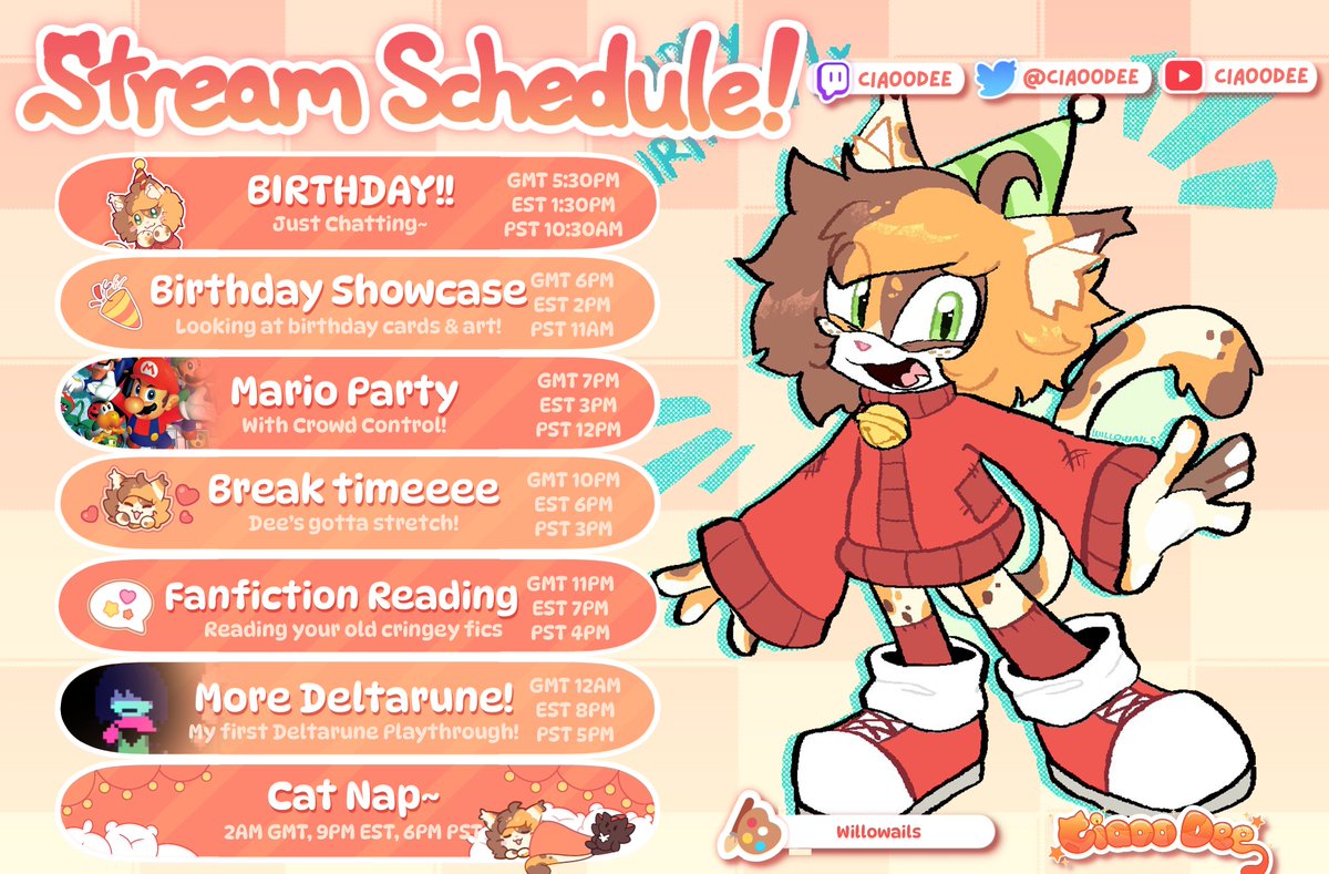 ‼️ BIRTHDAY STREAM! SUBATHON DAY 3‼️

TOMORROW AT 5:30PM GMT / 1:30PM EST / 10:30AM PST   

BIRTHDAY PARTY!! I will be looking at all your birthday cards &amp; birthday art! 
You can still make a card, click below 👇

+ MARIO PARTY CROWD CONTROL!!

#SonicTheHedgehog #Sonic #Vtuber