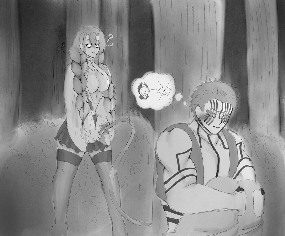SINC3RIST's tweet photo. Distracted… #Akaza #Mitsuri https://t.co/UGTii2xvcP