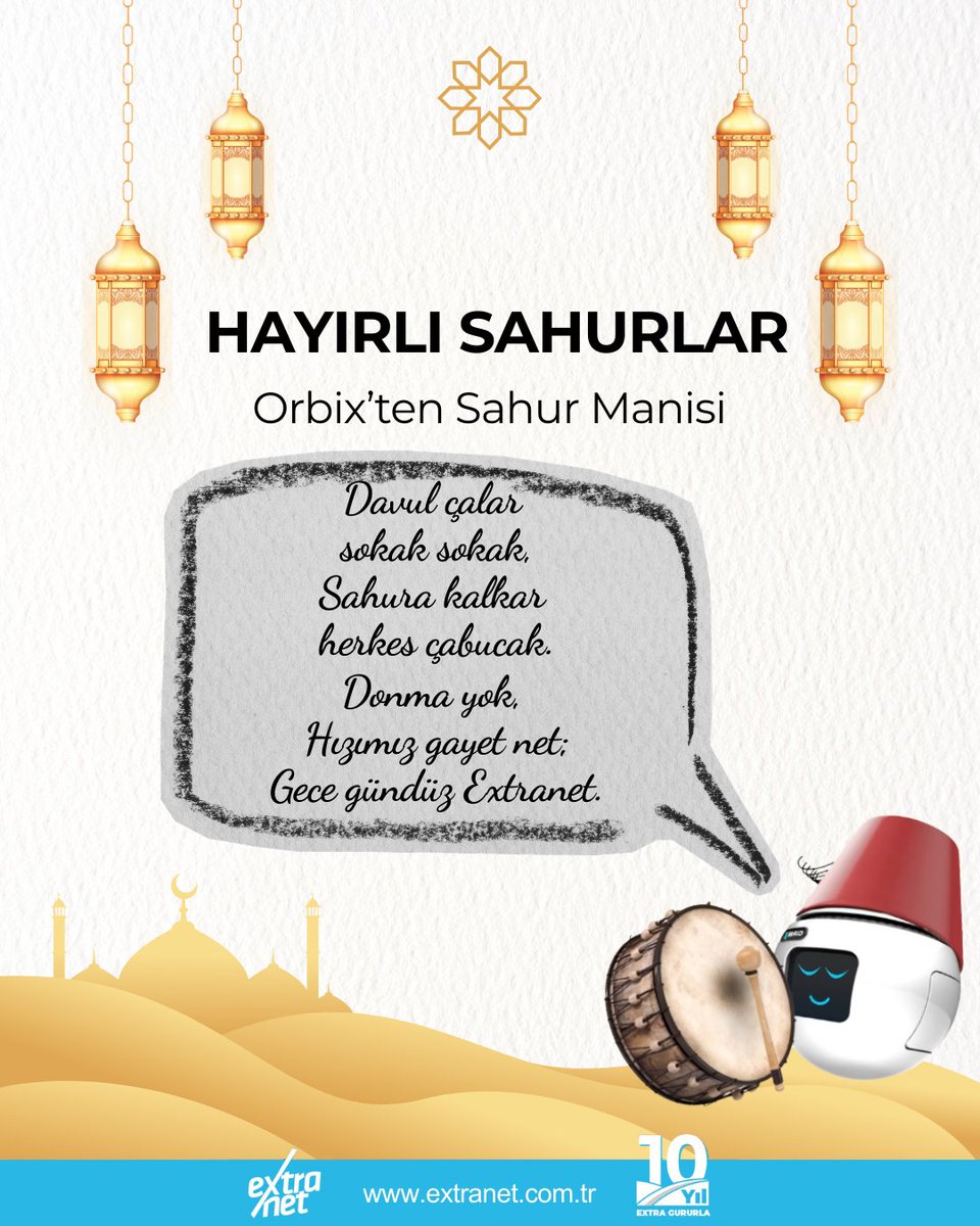 Sahur vakti geldiğinde davullar sokaklarda,
internet ise Orbix ile kesintisiz. 🌙
Gecenin en güzel saatinde sahur bereketi sofralarınıza,
hızlı bağlantı ise evlerinize gelsin.

Hayırlı sahurlar dileriz.