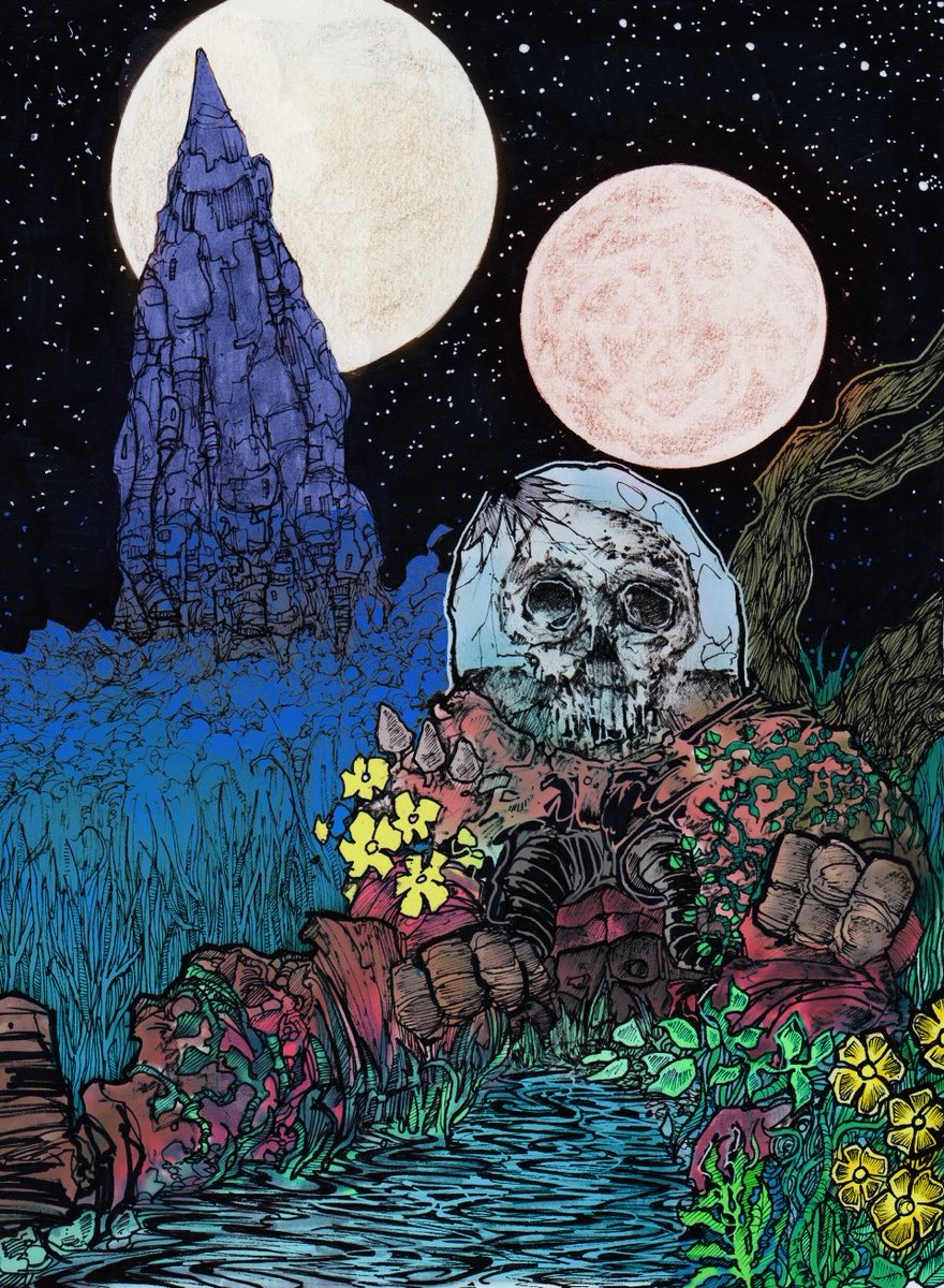 The reactor was damaged beyond repair, and with it the emergency beacon. With no hope of rescue, he listened to the wind; noticed, for the first time, blooming flowers bathed in the lunar glow of twin moons above. “There were worse ways,” he thought, and felt profoundly grateful.