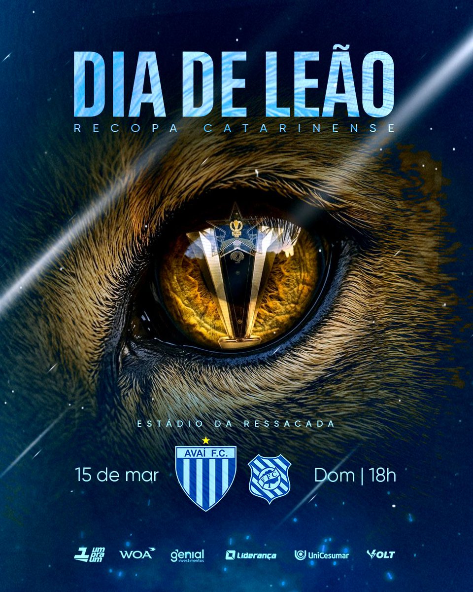 🦁💪 HOJE É DIA DE LEÃO NA RECOPA CATARINENSE!

⚽ Clássico
⏰ 18h
🏟 Ressacada
📺 Uol, SportyNet, FCF TV, Metrópoles Esportes, NSports, XSports, NSC Esporte e Lance!TV
📻 Youtube.com/@AvaiPlay

#TodosPeloAvaí