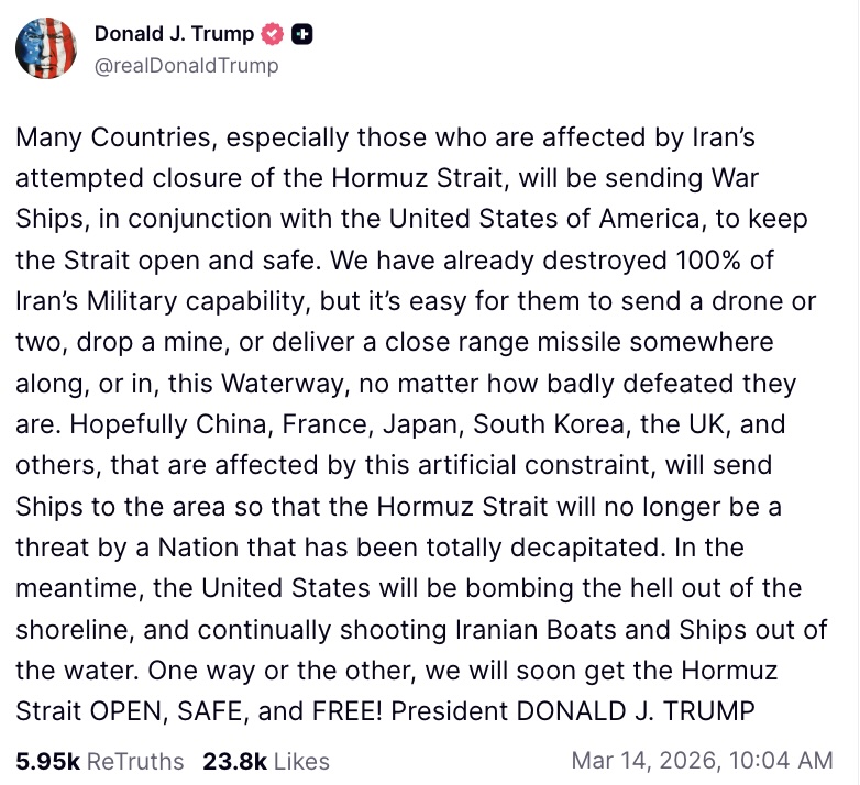BMurrayWriter's tweet photo. Problems: shouldn’t you work out your own plan before you cause the strait to be blocked? Dissing allies, disrupting their economies then asking them to send their troops to clean up your mess? Inviting China to help when Beijing's busy making popcorn? https://t.co/D4PtNJxDYZ