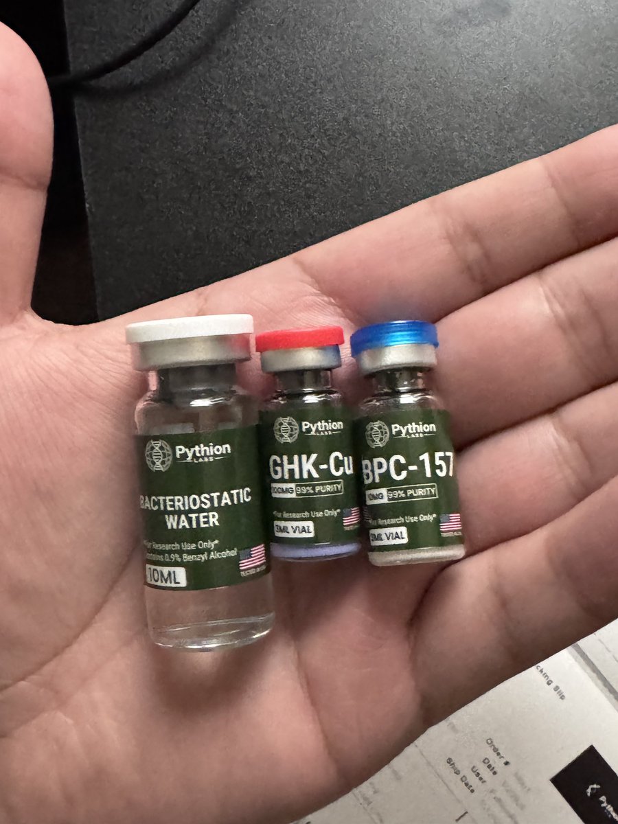 Incase anyone was looking for a peptide source: 

pythionresearch.com

Got my stuff last week. Loving it so far. Reta, BPC and GHK-Cu.