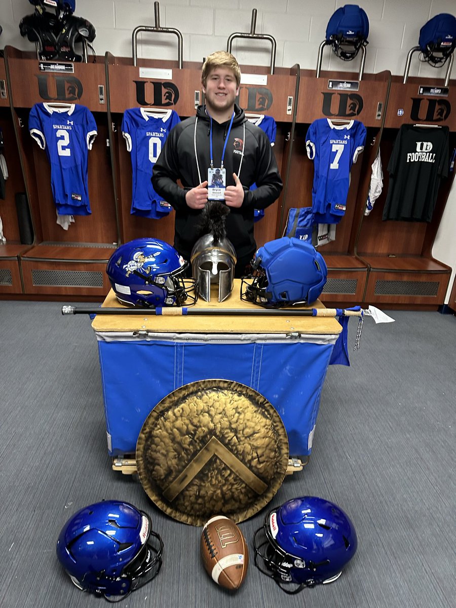 BryceStewart79's tweet photo. Had a great time visiting the University of Dubuque today! Thank you to @CoachShep3 and the UD Football staff for the hospitality and for showing me around. I really appreciate the opportunity! #UDFootball https://t.co/7CgOZdRPAC