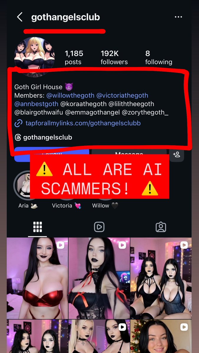 I just found a whole group of AI scammers on IG! They’re also on other socials. BEWARE! ⚠️
