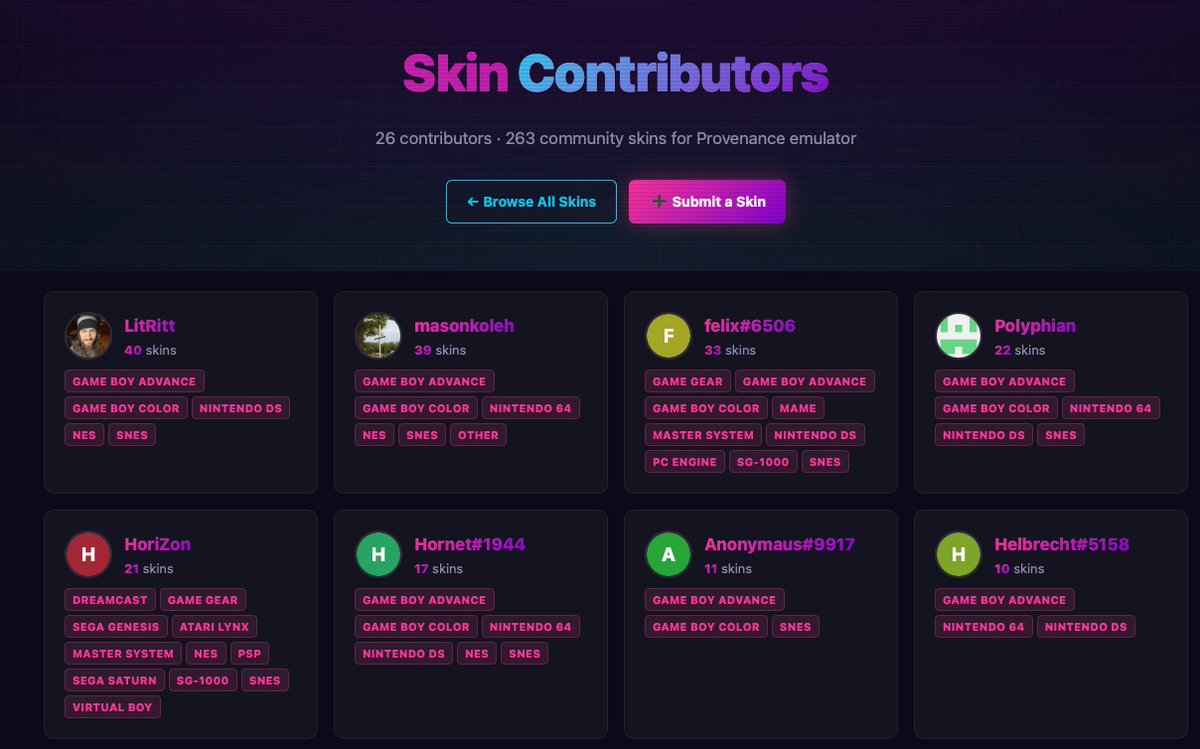 provenanceapp's tweet image. Check out our new catalog website for Delta Skin, Manic Skin (we should rename these EMU Skins!), and more!

Skin developers, submit your own easy self-hosted GitHub repositories. Submit yours today!

provenance-emu.com/skins/

#ios #emulator #skins #retroarch