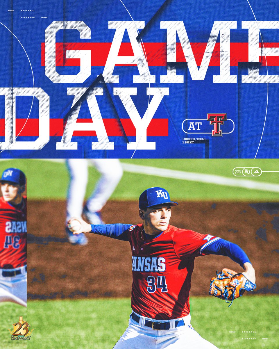 KUBaseball's tweet photo. Last one in Lubbock.

👉 at Texas Tech
⏰ 1 p.m. CT
📍 Lubbock, Texas
📺 ESPN+
🎙️ Jayhawk Sports Network
📊 https://t.co/09vkXiA83L https://t.co/6O922LvNKQ