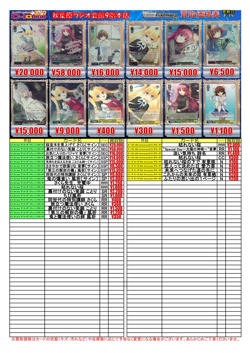 ◇ #ヴァイスシュヴァルツ 買取情報◇ 裏付けのない笑顔 ことり SEC