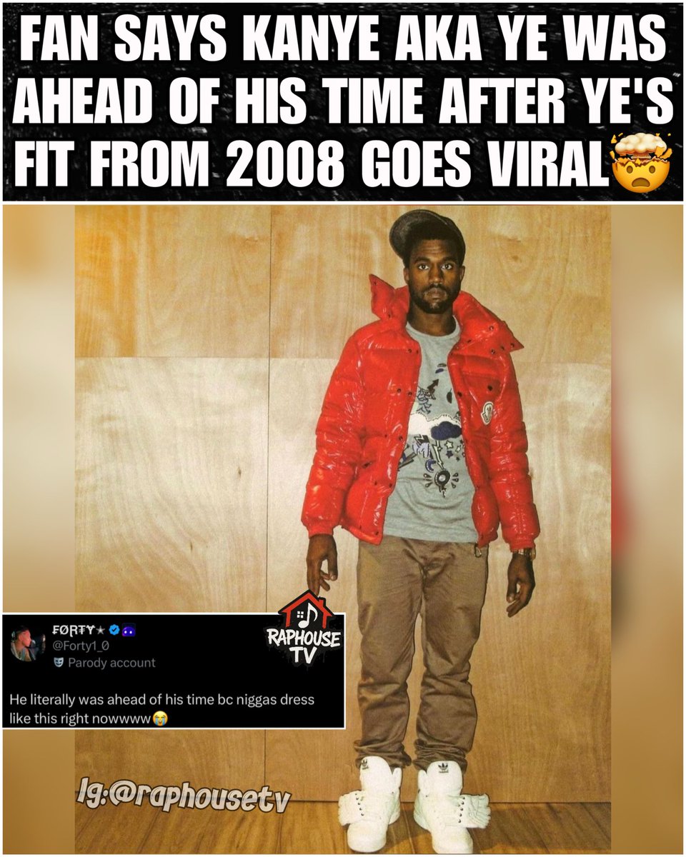 raphousetv2's tweet photo. Fan Says Kanye Aka Ye Was Ahead Of His Time After Ye's Fit From 2008 Goes Viral 🤯 https://t.co/qnXXp7ptAl
