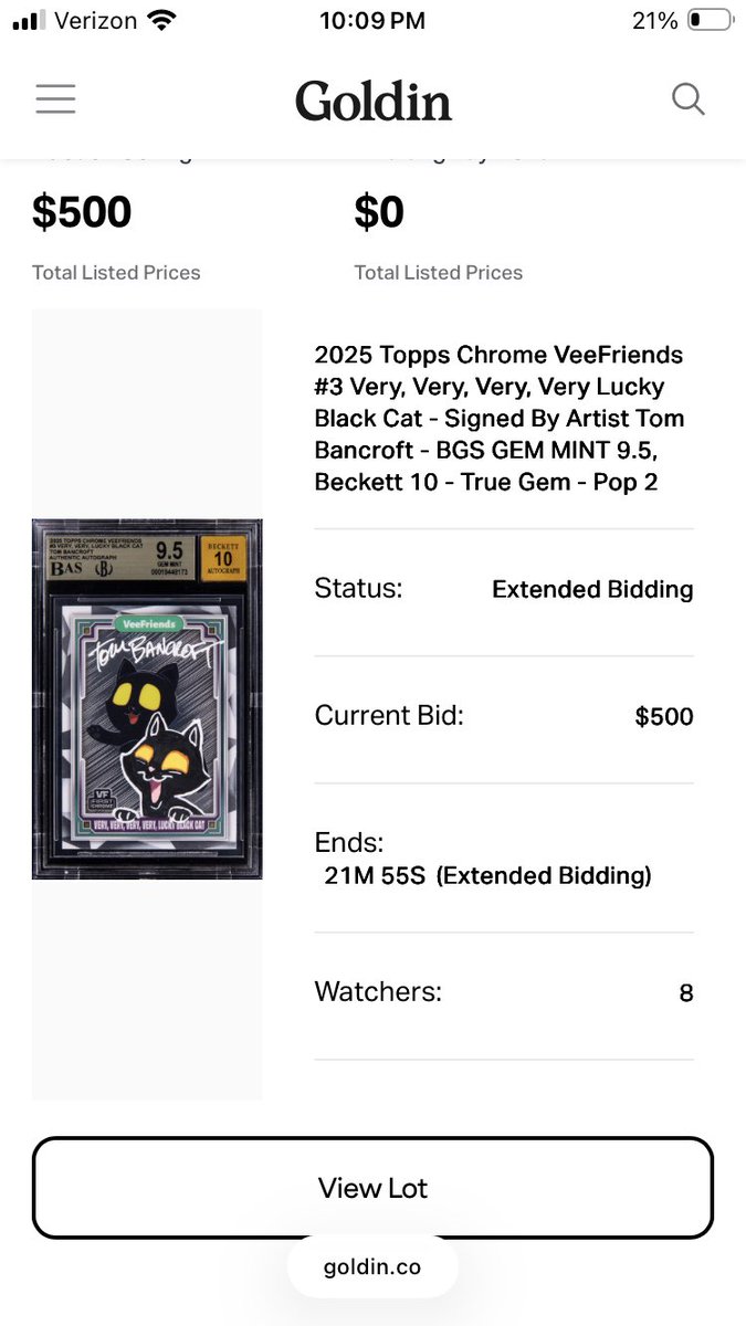 Extended bidding for another 20 min.  This guy is about to walk away with the steal of a lifetime! <a href="/veefriends/">VeeFriends</a> <a href="/garyvee/">Gary Vaynerchuk</a> <a href="/VeeFriendsCards/">VeeFriends Cards</a>