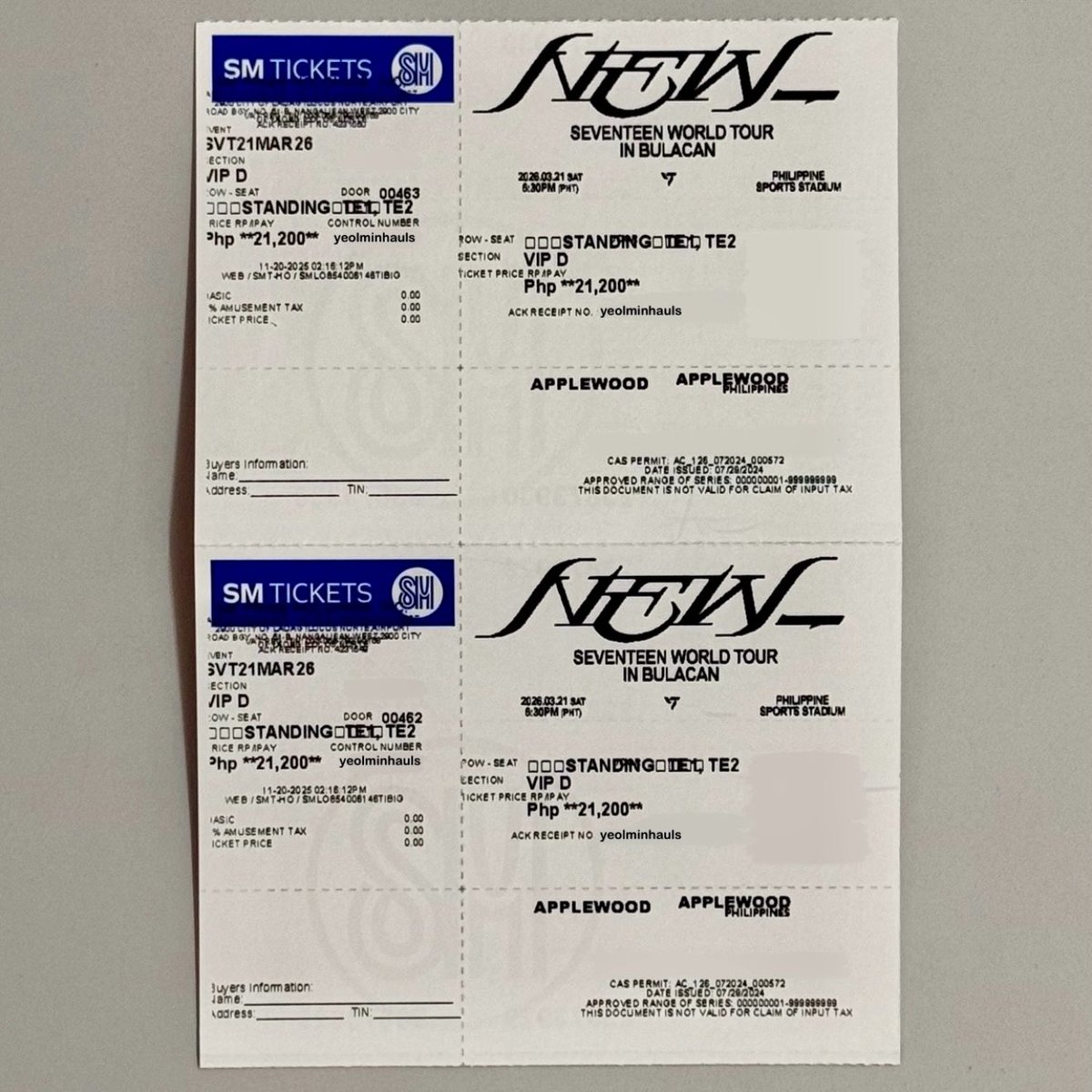 yeolminhauls's tweet photo. #yeolminsells: wts lfb ph svt

seventeen new_ in bulacan tickets

(2) vid d, 11/20 2:16PM

QN: 1255, 1256

₱22,500 each

⤷ phyical tickets
⤷ pay upon meetup (ust / smne / moa / sm laoag)
⤷ rfs: sched conflict https://t.co/HH8GxXtizd