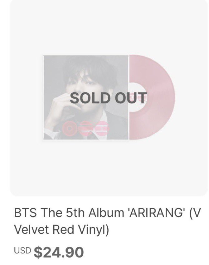 V Velvet Red Vinyl BTS Arirang 匿名配送 BTS The 5th Album 'ARIRANG' (V Velvet Red Vinyl) - Official BTS