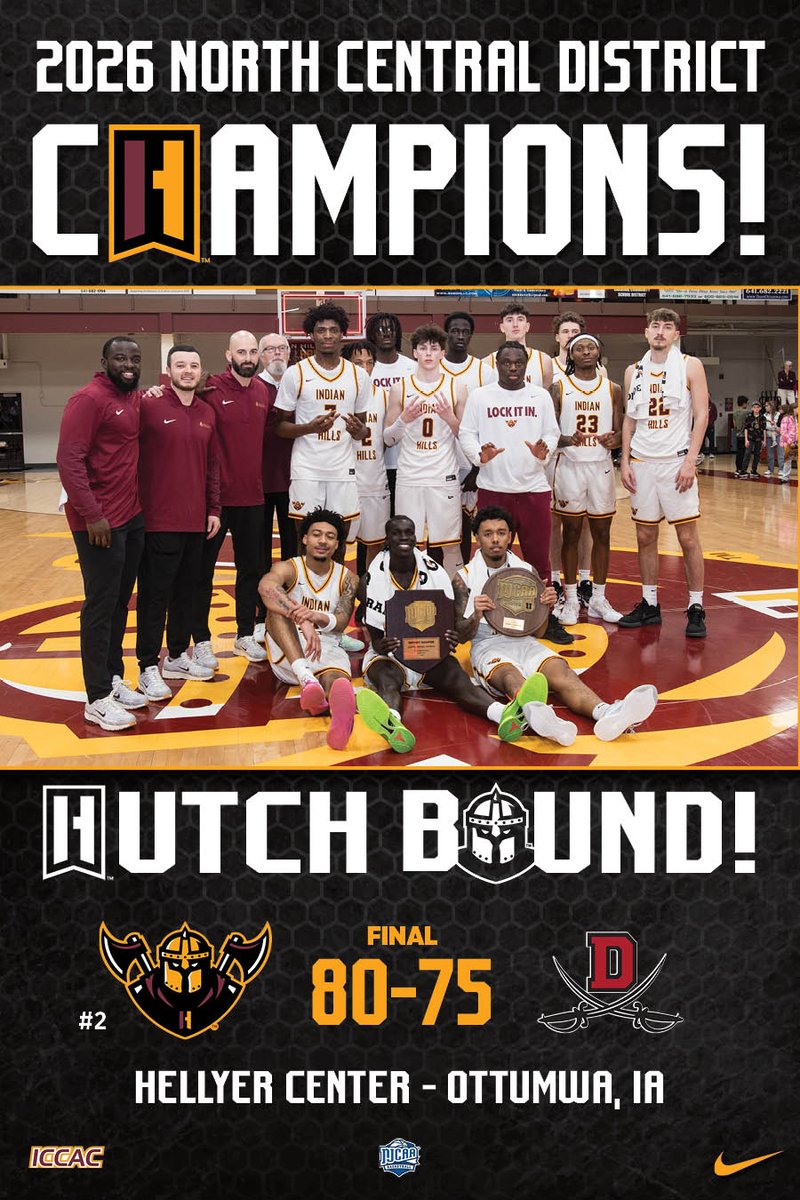 IHCCAthletics's tweet photo. WARRIORS BOUNCE BUCS, PUNCH TICKET TO HUTCH! – No. 2-rated @ihccbasketball captured the @NJCAABasketball North Central District Championship tonight at the Hellyer Center as the Warriors notched win No. 30 on the season with an 80-75 victory over @DCCBucsBball. The Warriors (30-2) will advance to the National Tournament for the 21st time in program history, and will now await their marching orders at 5 p.m. on Monday during the NJCAA D1 Men’s Basketball Selection Show. 🏀🎟️🥊

#WeAreWarriors | #WarriorNation