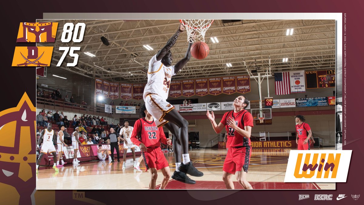 IHCCAthletics's tweet photo. WARRIORS BOUNCE BUCS, PUNCH TICKET TO HUTCH! – No. 2-rated @ihccbasketball captured the @NJCAABasketball North Central District Championship tonight at the Hellyer Center as the Warriors notched win No. 30 on the season with an 80-75 victory over @DCCBucsBball. The Warriors (30-2) will advance to the National Tournament for the 21st time in program history, and will now await their marching orders at 5 p.m. on Monday during the NJCAA D1 Men’s Basketball Selection Show. 🏀🎟️🥊

#WeAreWarriors | #WarriorNation