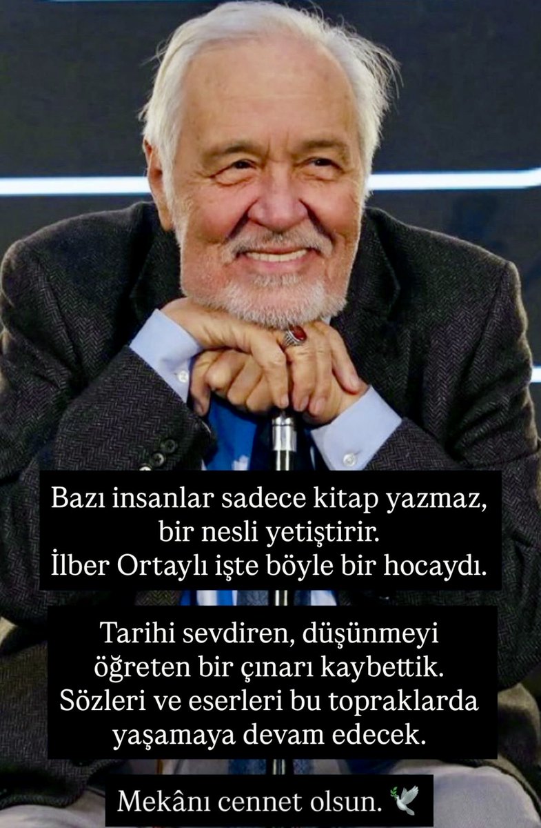 LmazGafur's tweet photo. #İlberortaylı hoca arkasında güzel izler bırakarak tarih sayfalarına saklandı .bilime milletine ,vatanına sevgisi eşsizdi .İlber hoca geride güzel izler bıraktı ,sizi tanıyan son insan ölünce hiç yaşamamış olacaksınız.insanlık için eser bırakanlar ölümsüzdür mekânı cennet olsun https://t.co/TTSQ1cIu5u
