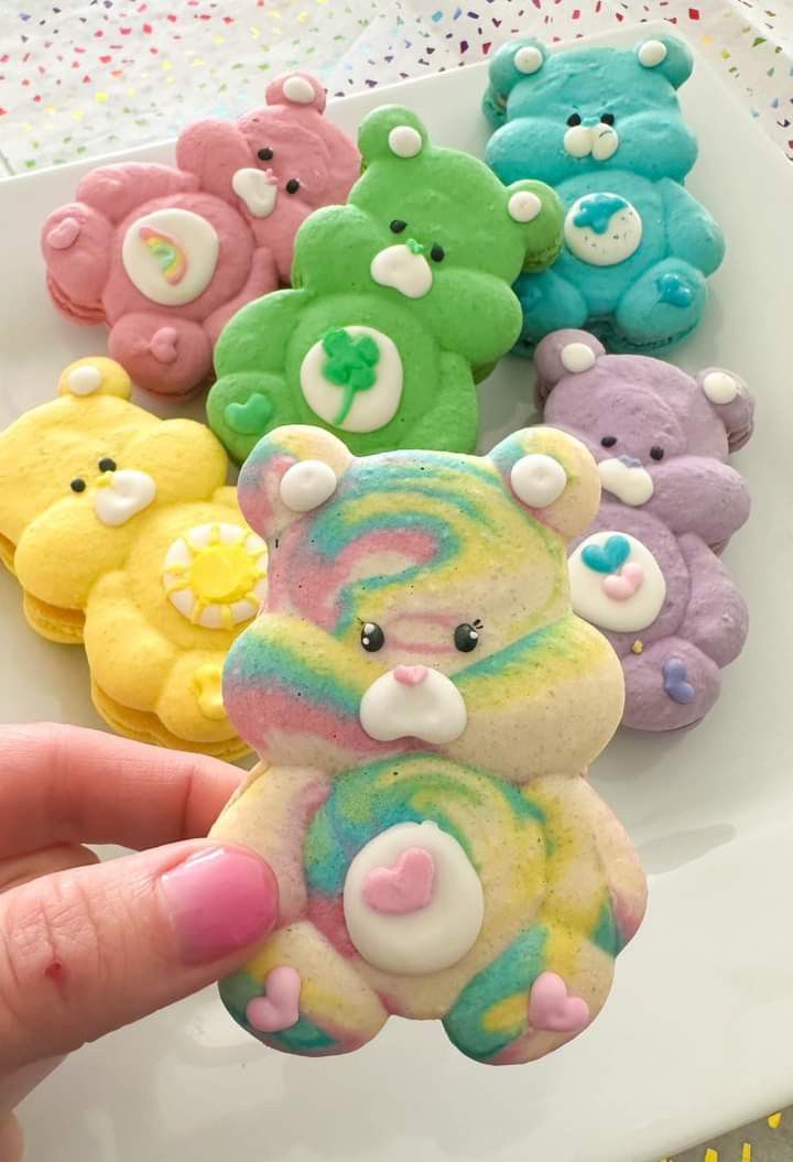 Care Bears-themed macarons