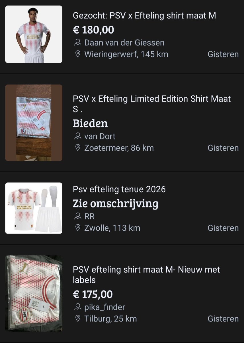 Ik snap dat dit lastig is tegen te houden, maar heel Markplaats staat binnen een paar dagen vol met de Efteling-PSV shirts voor belachelijke prijzen...

#PSV #Efteling
