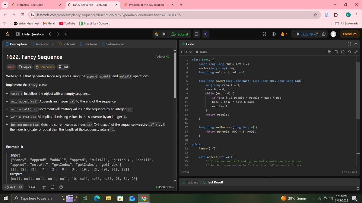 MayankK53059499's tweet photo. #day139 of Coding
solved today's POTD 1622 a MUST MUST do problem test crtical thinking
Github https://t.co/4lAYaG0orb
portfolio https://t.co/w86UynOIGH
Searching for intern or full time opportunity as developer, ASE
mk20040307@gmail.com
7303070742
#100DaysOfCode #BuildInPublic https://t.co/OvN7TKfGN1