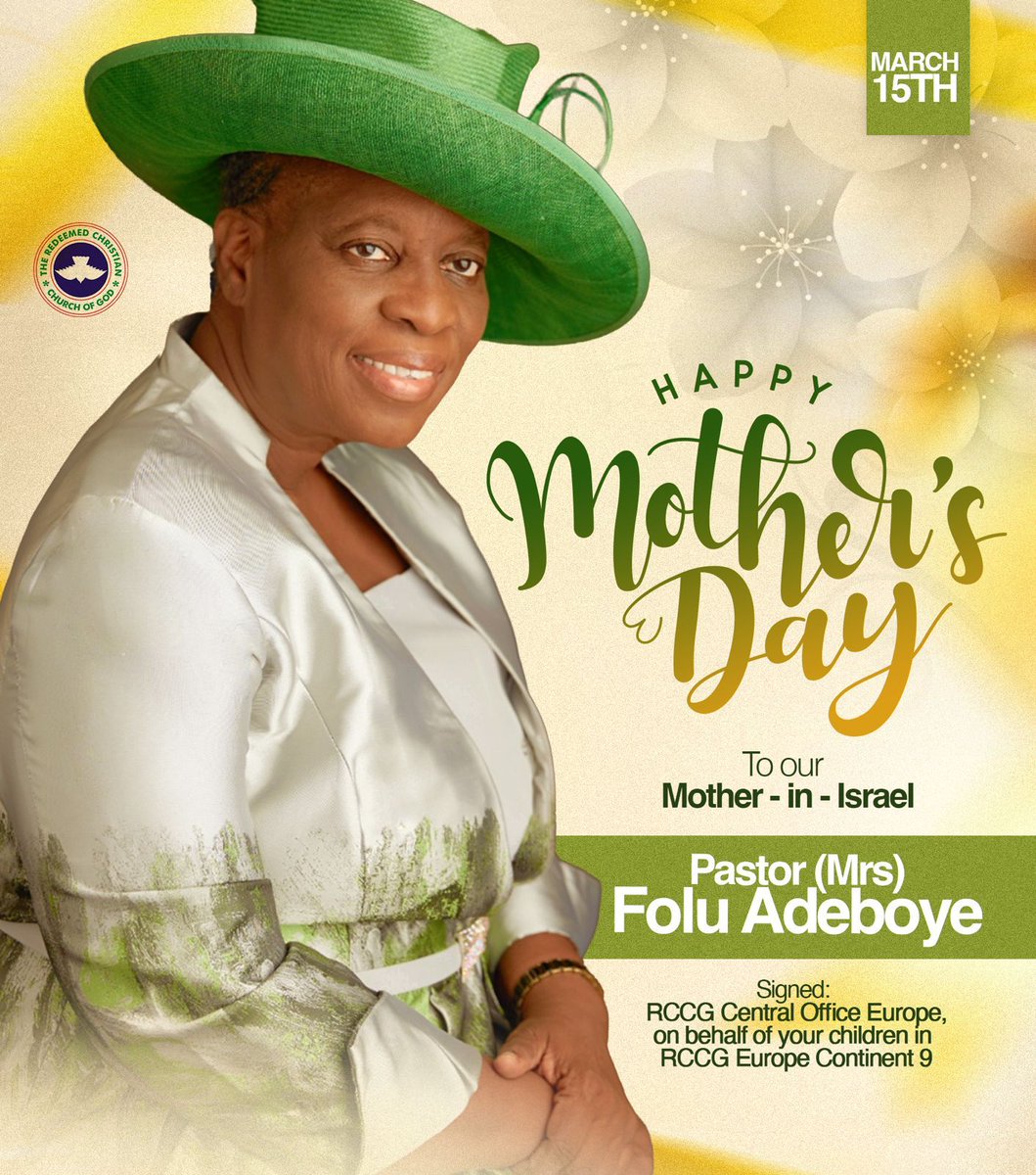 RCCGworldwide's tweet photo. #HappyMothersDay
She is clothed with strength and dignity; she can laugh at the days to come. Her children arise and call her blessed; her husband also, and he praises her. - Proverbs 31:25,28

To our Mother-In-Israel, Pastor Mrs Folu Adeboye whose life of tremendous impact has touched millions all over the world, we celebrate you.

Happy Mother’s Day to all the amazing women  of God.

 Europe Continent 9