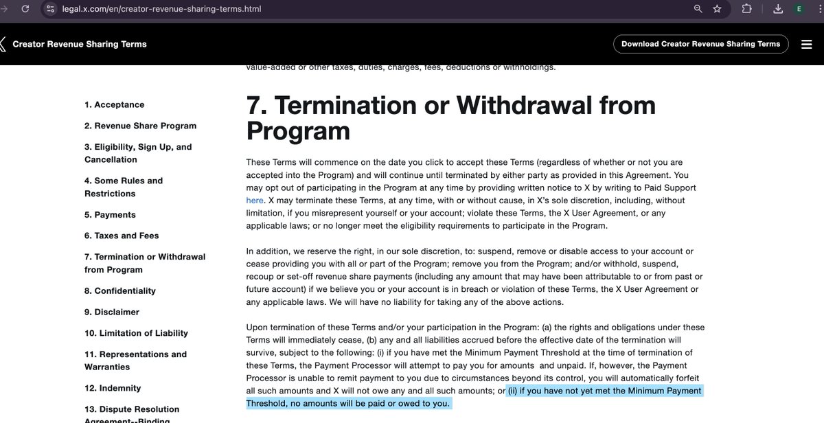 x.com/MasGayut/statu… Sejak kemarin liat bbrp postingan di X yang menginfokan "Rollover payout dihapus! Kalau di bawah $30 hangus tiap cycle" seolah-olah kebijakan revenue sharing berubah total.

Padahal itu sepertinya SALAH PAHAM. Grok pun kadang mengiyakan dgn mengutip