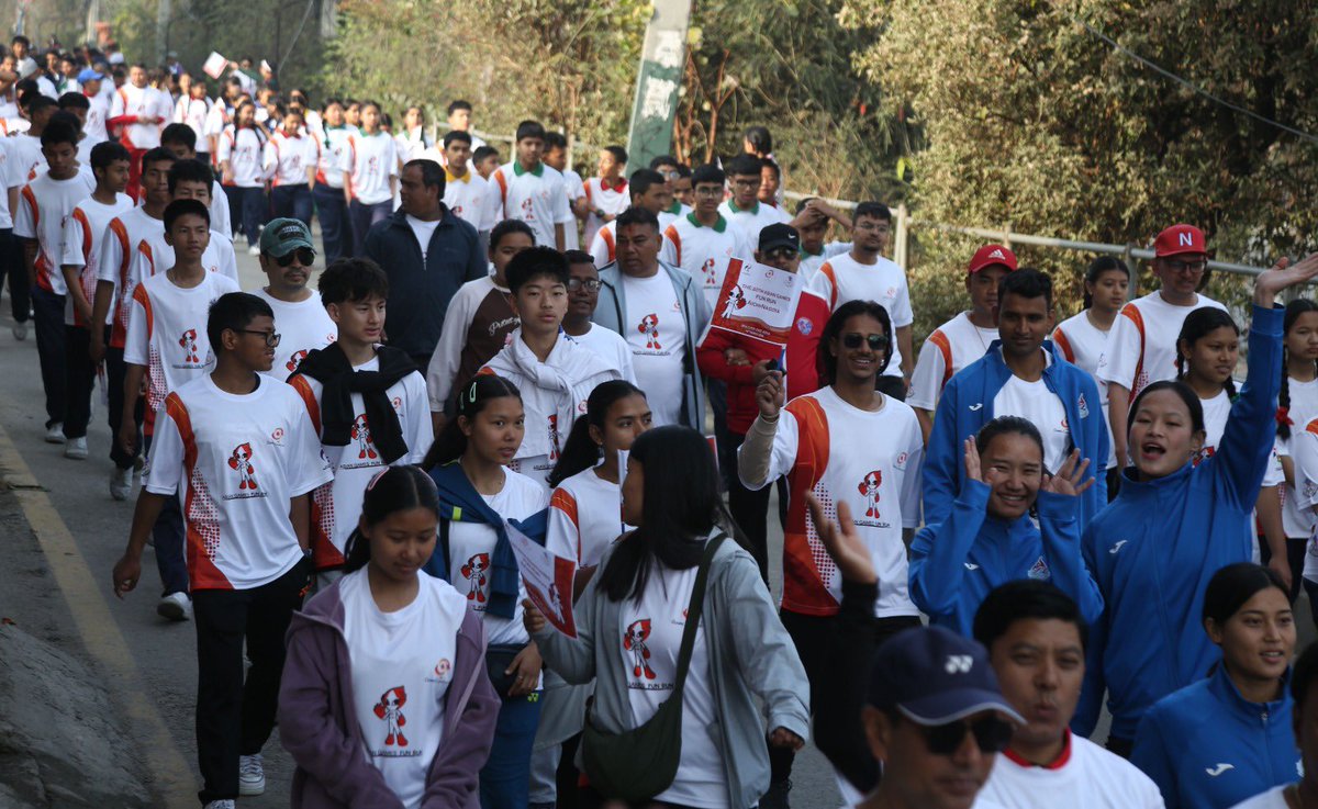 AGFunRun's tweet photo. Photos arrive from Kathmandu fun run celebrating 20th Aichi-Nagoya Asian Games!?@AsianGamesOCA @AsianGames_2026 https://t.co/AE7EGqrcXW