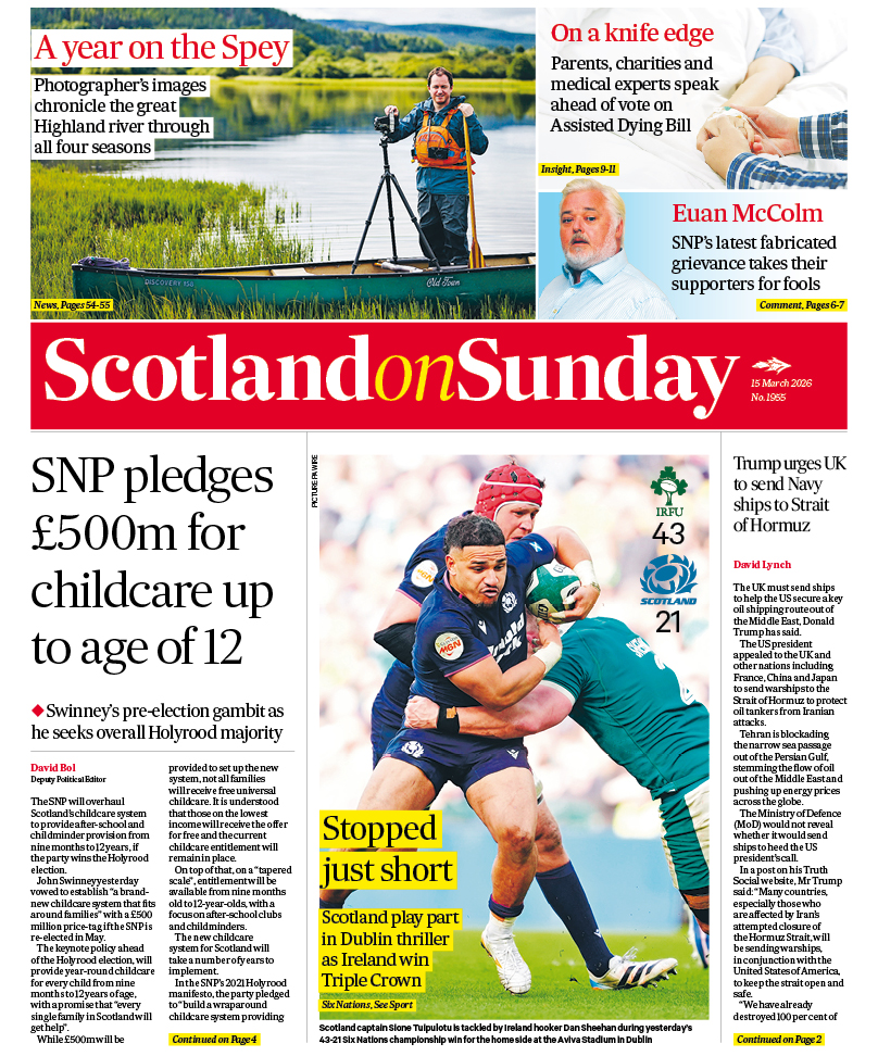scotonsunday's tweet photo. Good morning. Here is the Scotland on Sunday Front page https://t.co/a5mHrTKlZ1