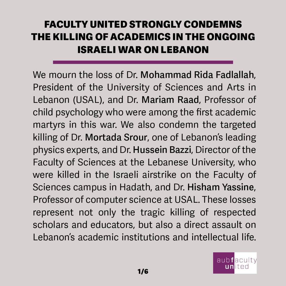 AUB Faculty United tweet media