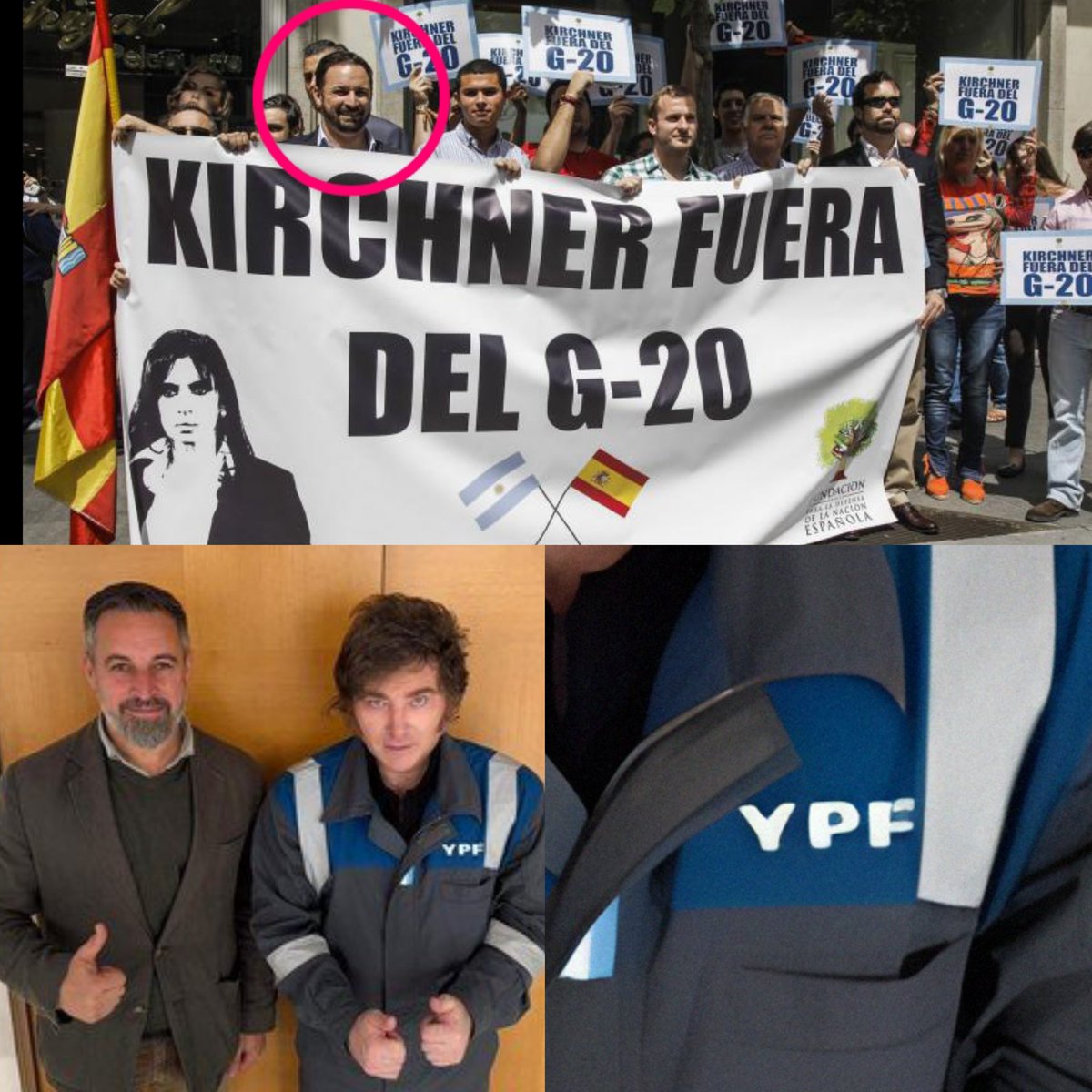 CapitanApio's tweet photo. Ese es Abascal pidiendo la expulsión de Argentina del G20 por la expropiación de Repsol por parte de la petrolera estatal YPF.
Hoy se hace esa foto con su amiguito Milei. https://t.co/atbNp7QrlK
