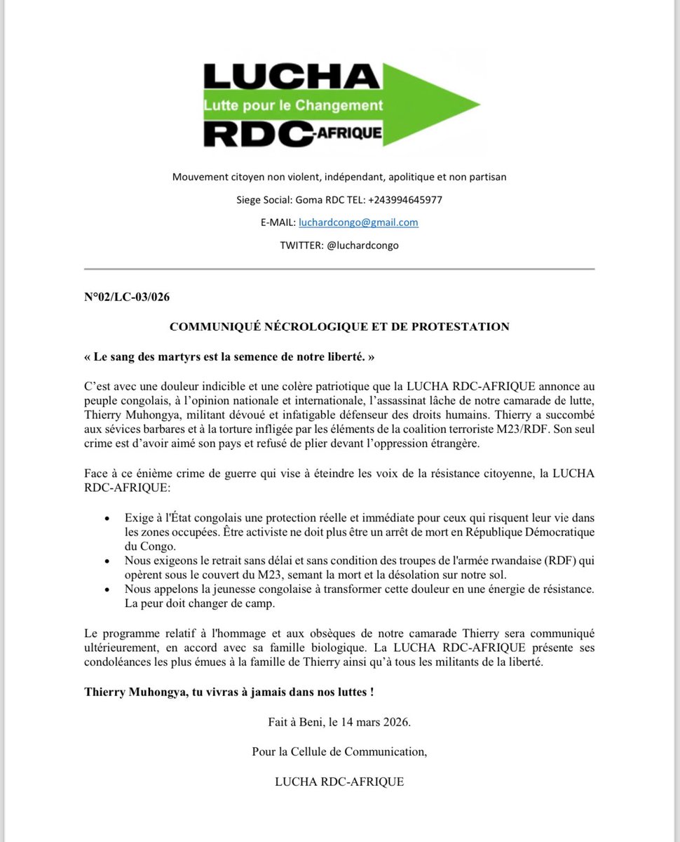 LUCHA RDC-Afrique tweet media