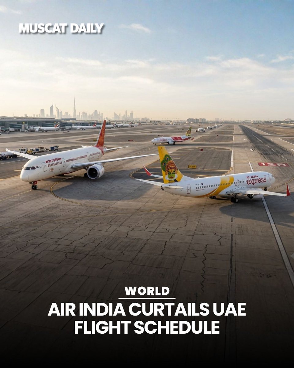 muscat_daily's tweet image. Air India and Air India Express have cancelled numerous UAE flights for March 15 following directives from local authorities. Passengers are eligible for full refunds or complimentary rebooking options. 

#TravelUpdate #AirIndia #UAEFlights