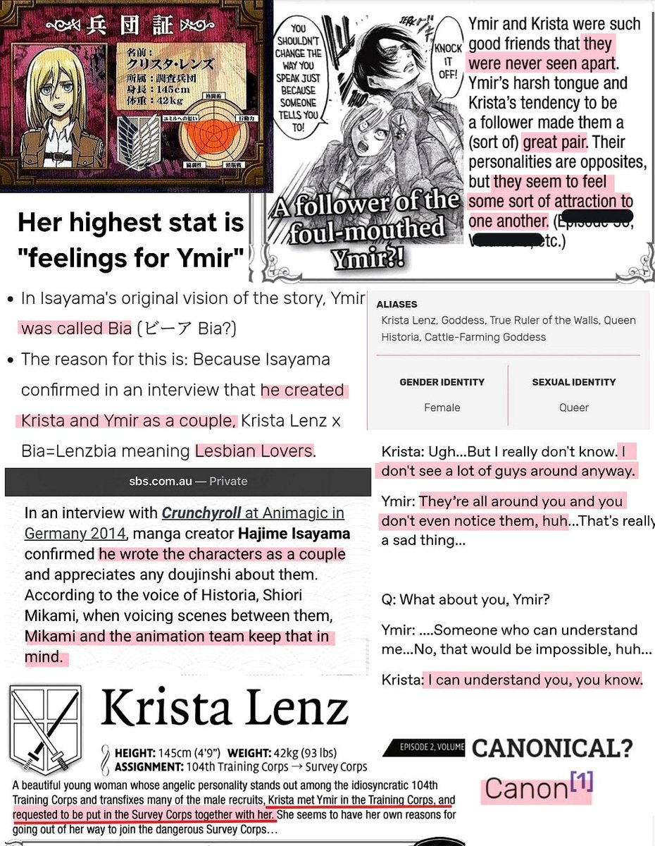 kasaluvrr's tweet photo. Fun fact: Historia's sexuality is only confirmed to be "lesbian" by Isayama and nothing else. https://t.co/J9xl3ZRV9d