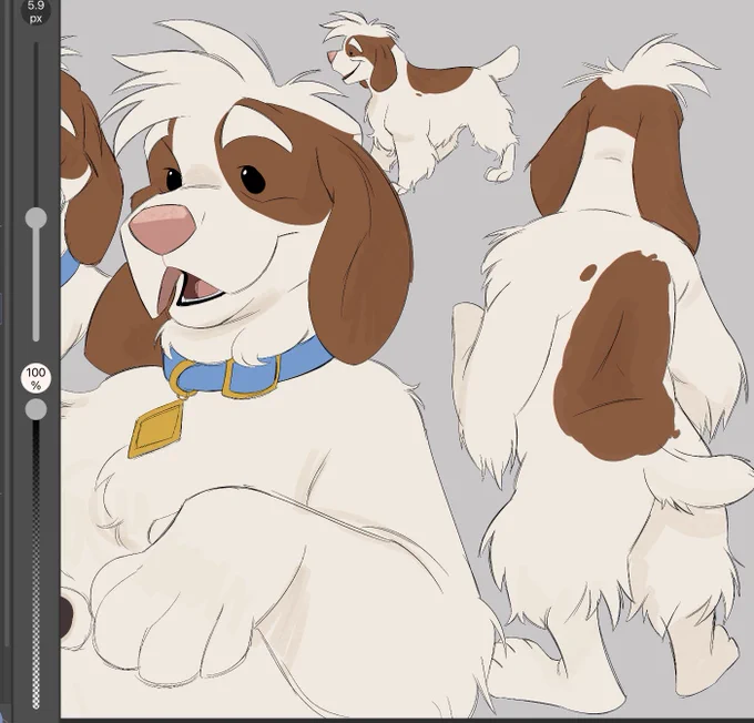 i know its late, im still posting my fursona update. no longer an english cocker. hes a clumber spaniel