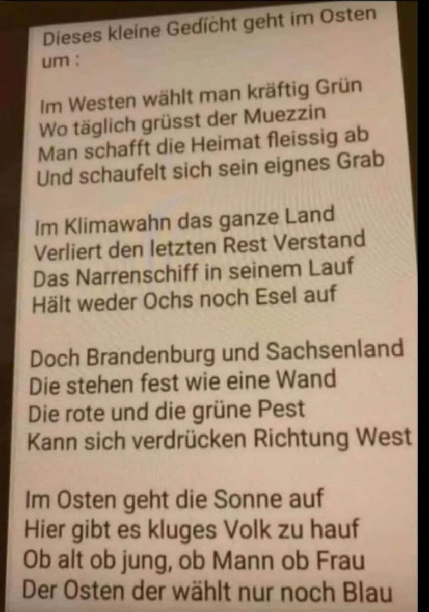 Eure Meinungen zu diesem Kulturbeitrag? Es soll keine Vertiefung des West-Mitte-Grabens darstellen. Nur eine Bewertung des Wählerverhaltens.