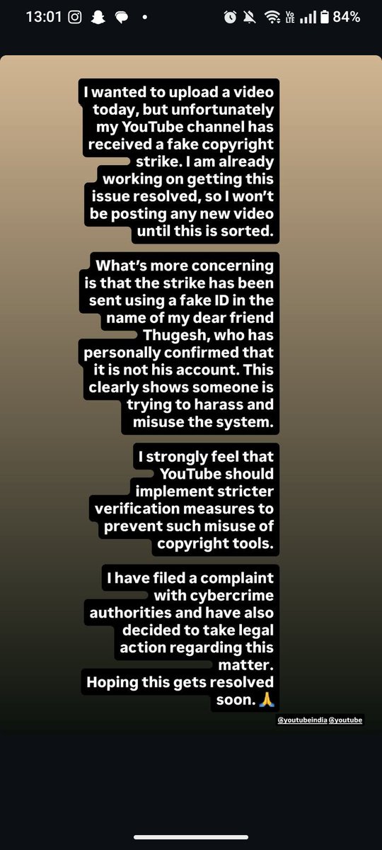 <a href="/YouTubeIndia/">YouTube India</a> 
So anyone can create a fake ID and send a copyright strike on YouTube? 🤡
A platform used by millions of creators worldwide and still no proper verification before ruining someone’s channel?
This broken system is literally a tool to harass creators.
#AbhishekMalhan