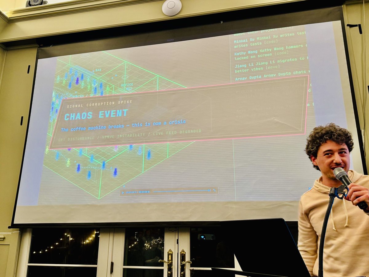 junfanzhu98's tweet image. @agihouse_org Agent Skills World Models Hackathon Demos
1. nanoSociety: Minimalist Behavior Sim
Inspired by @karpathy's #nanoGPT, it explores whether complex collective behavior can emerge from minimal agent rules. Agents operate under survival constraints—time, resources,