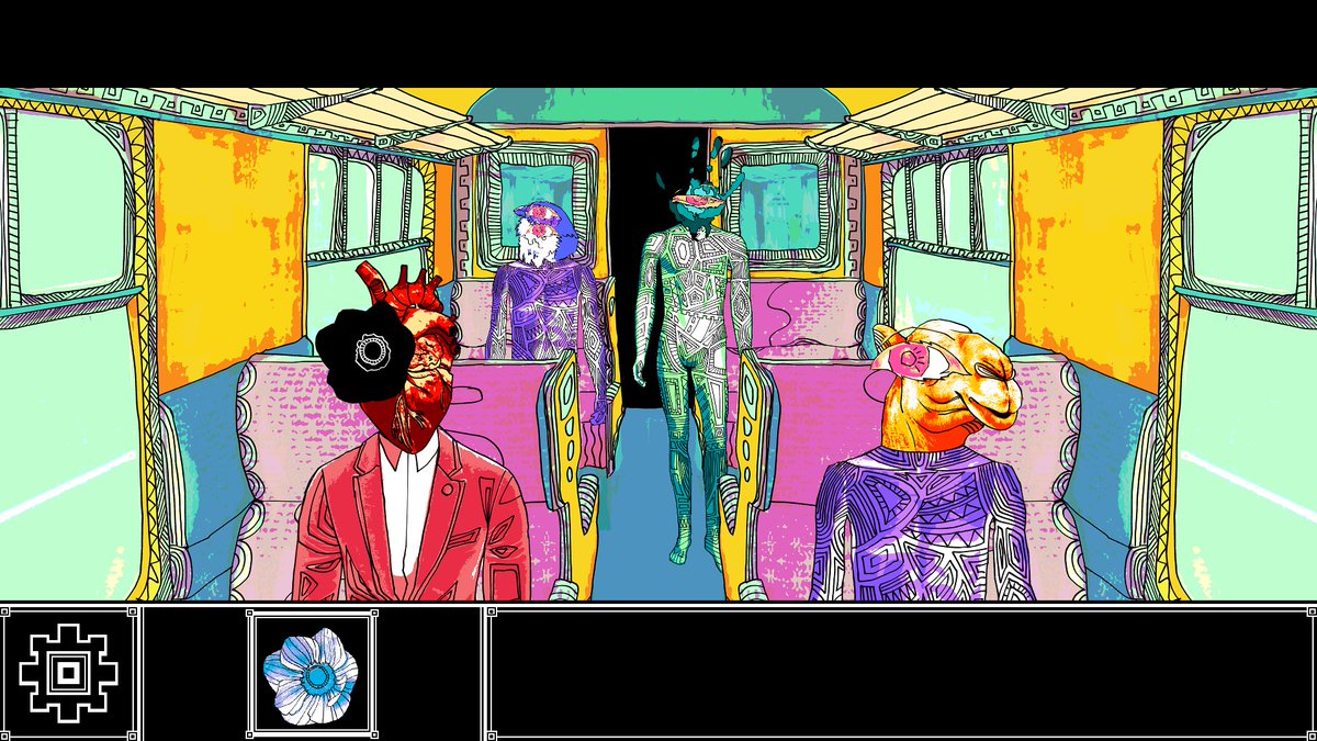 이 게임 스토리 보여주는 연출방식이 게임다워서 매우 마음에 듦. 
그리고 인물마다 무슨 이야기할지 상징적인 물건들로 머리부분을 대체한게 되게 흥미롭고, 아트가 넘 멋있다.
성격급해서 일단 초스피드로 진행했는데 대사 하나하나 음미하면서 플레이 할 가치가 있어보임