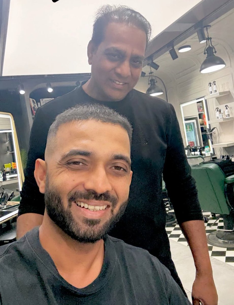 Cric4_cric's tweet photo. Ajinkya Rahane in new hairstyle for IPL 2026 💇‍♂️

#ajinkyarahane #IPL2026 #tataipl #KKR #ipltwitter https://t.co/tD2IneVkf7
