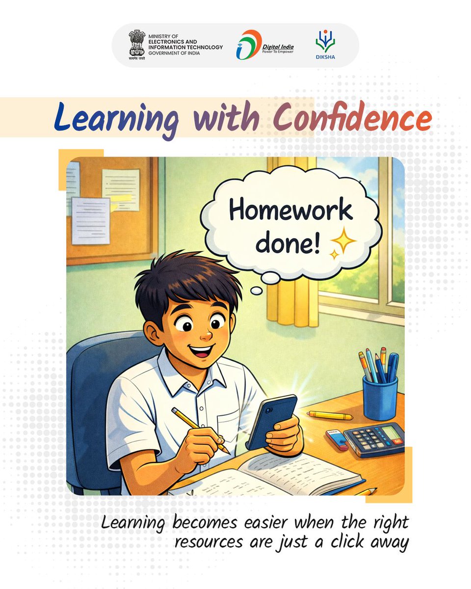 NeGD_GoI's tweet image. 📚 DIKSHA supports students and teachers with digital learning resources.

With DIKSHA, students and teachers can access interactive lessons, videos, and study materials anytime, anywhere

#DIKSHA #DigitalLearning #EducationForAll #DigitalIndia #EdTech
