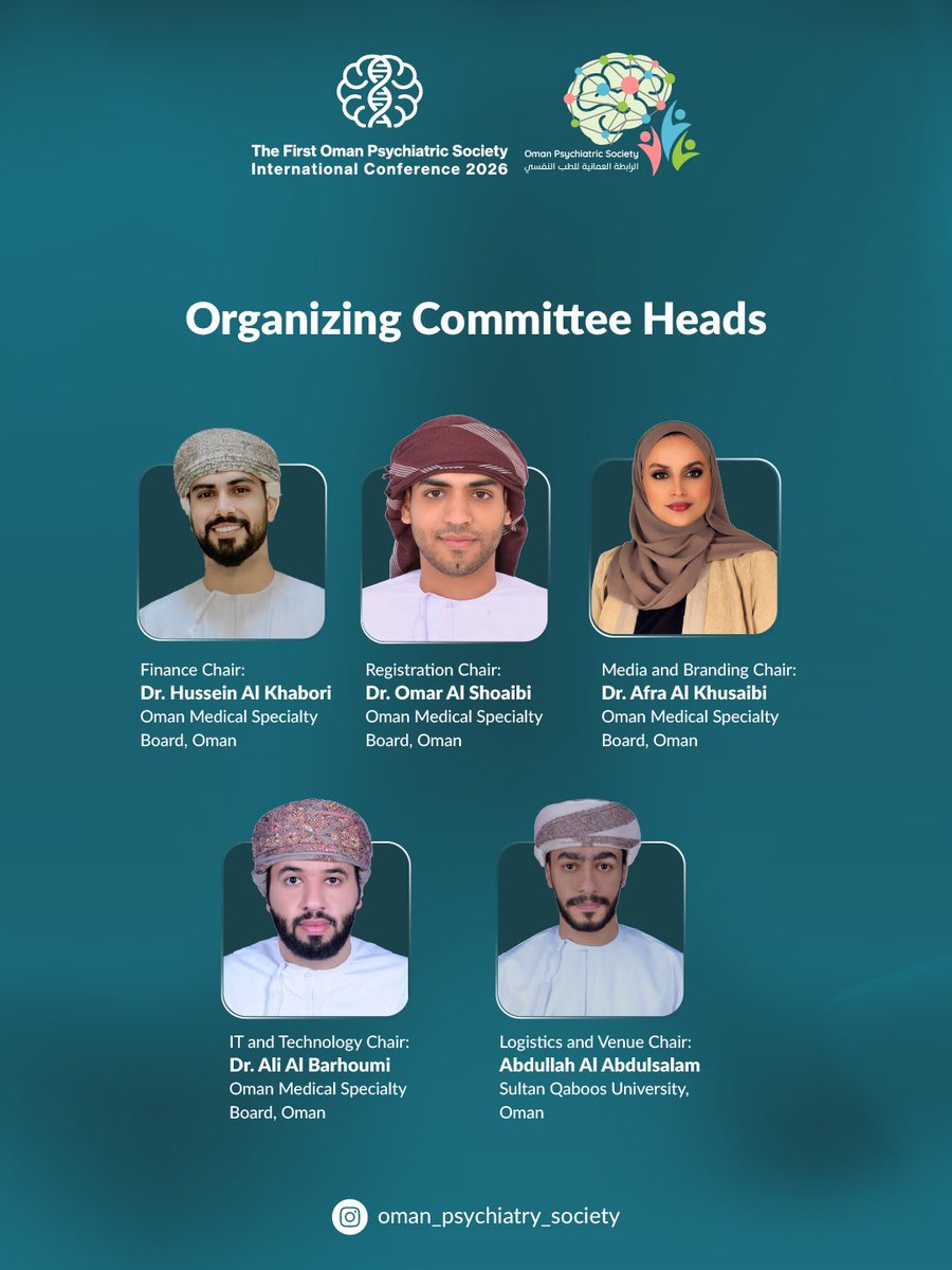 Oman_Psychiatry's tweet photo. We are pleased to introduce the organizing team behind “The First Oman Psychiatric Society International Conference 2026."

Stay tuned for exciting updates. 

#OPSConference #OmanPsychiatricSociety #Psychiatry #internationalconference https://t.co/BSkWTQPDX5