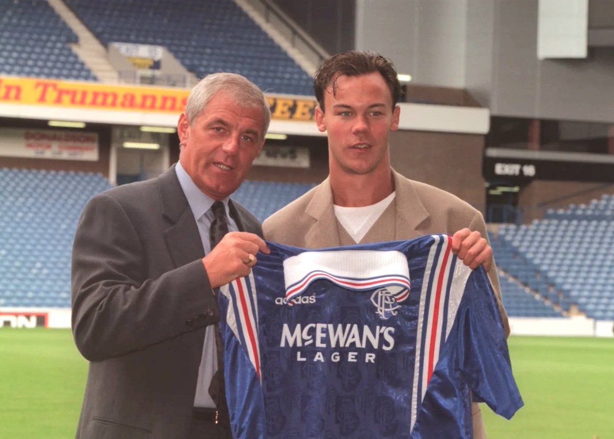 WATP72RFC's tweet photo. 💙Happy 54th Birthday Joachim Bjorkland. The Swedish International joined #Rangers from Vincenza for £1.7m in 1996. He'd play 83 games in all competions, winning #9IAR & a League Cup before moving to Valencia for £2.5m in 1998, where he ended up a #UCL Finalist on 2 occasions. https://t.co/fEwrA80Drk