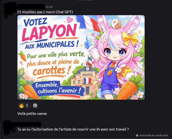 Même en vacances, je suis pas tranquille… première fois que ça m’arrive… 
Bien évidemment en tant qu’artiste je refuse qu’on utilise mon art pour nourrir l’IA, c’est même écrit dans mes TOS donc respectez ça please !!!