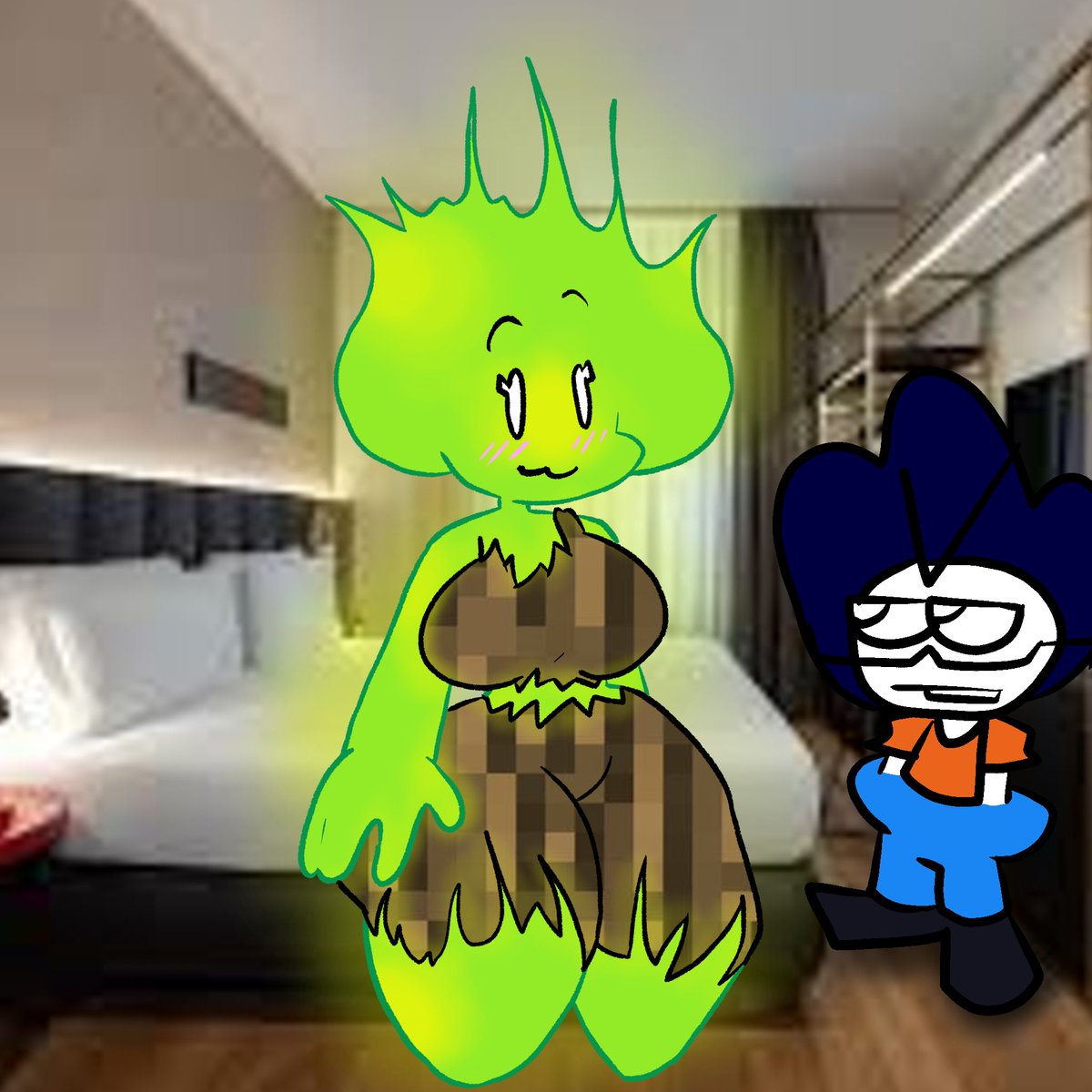 idk, virelia came to ian's house because she wanted some clothes, idk. and yeah, ian did virelia's urban clothes. this is canon 
(finally a new drawing, i finally got an idea of what i could draw)
oc by: <a href="/Etherealist_35/">Ethereal ✨️</a>