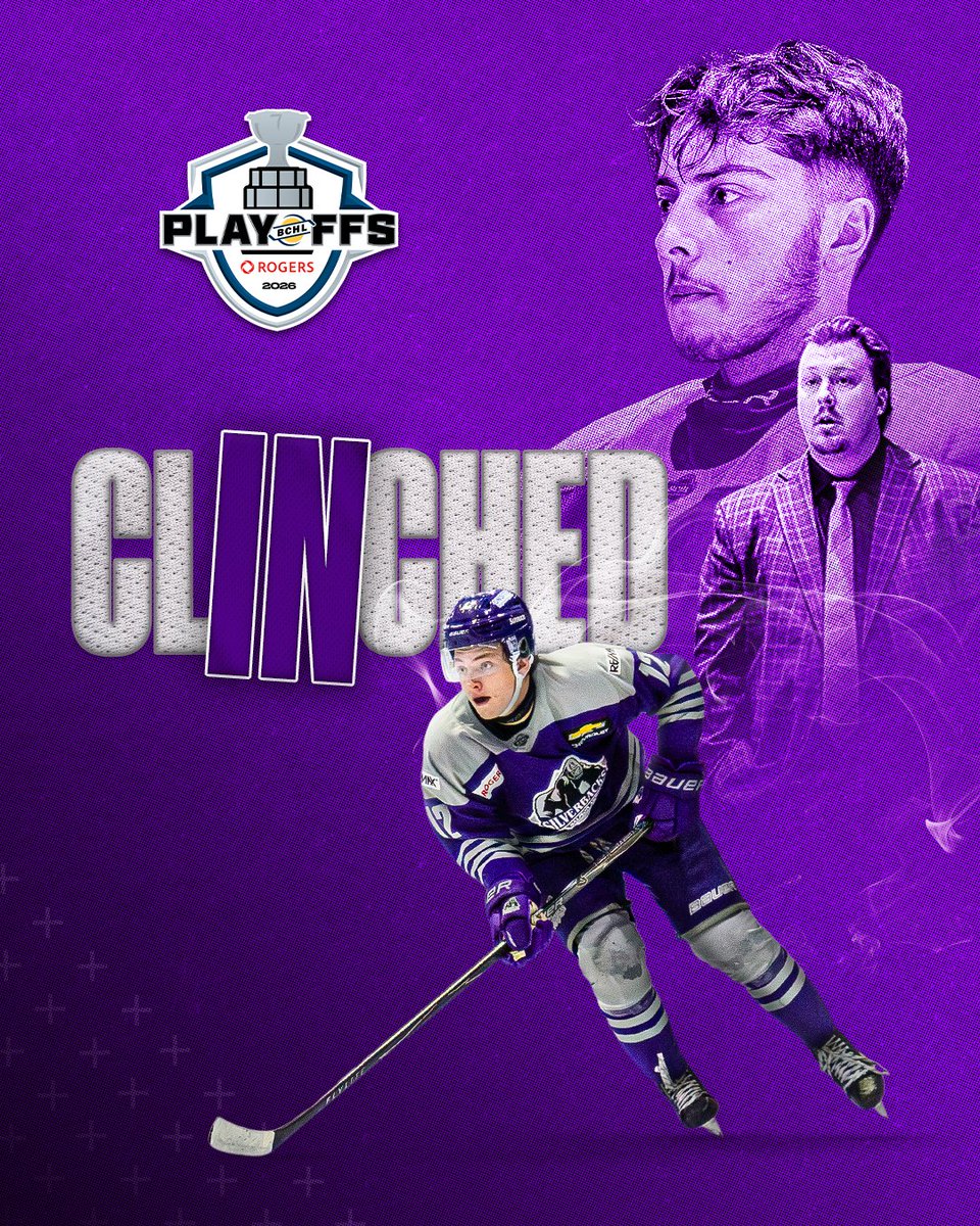 BCHockeyLeague's tweet photo. CLINCHED. 🔒

The @SASilverbacks have punched their ticket to the @rogers BCHL Playoffs! https://t.co/I7C6BET70s