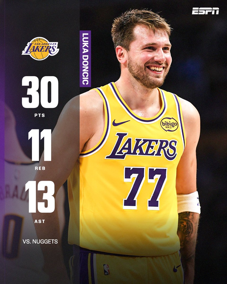 ESPNNBA's tweet photo. LUKA DONCIC 30-PT TRIPLE-DOUBLE 🔥 

GAME-WINNER TO BEAT THE NUGGETS IN OT 🎯 https://t.co/uPUG3WvKFd