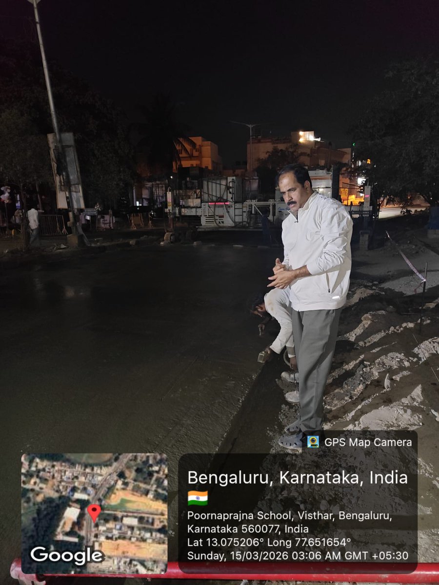 GBA_office's tweet photo. 🚧 Road Development Works in Progress | BSMILE initiative
PQC (Pavement Quality Concrete) laying works are currently underway at multiple locations by #BSMILE to strengthen road infrastructure and ensure smoother, more durable roads for commuters.
📍 Holiday Village Road
📍 Tank Bund Road
📍 Hennur–Bagalur Road
📍 Railway Parallel Road, Vijayanagar
These works aim to enhance road quality, safety, and long-term sustainability across Bengaluru.
#GreaterBengaluruAuthority #RoadDevelopment #Bengaluru #Infrastructure #WhiteTopping #gbachiefcommissioner #DKShivakumar @DKShivakumar
